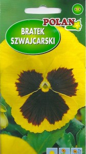 Bratek  wielkokwiatowy szwajcarski żółty z plamą 0,5g ( Viola wittrockiana) nasiona   