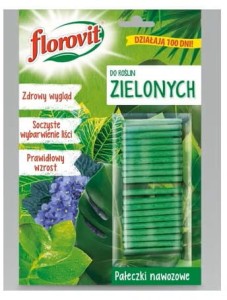 Pałeczki nawozowe 100dni do roślin zielonych 20szt Florovit  